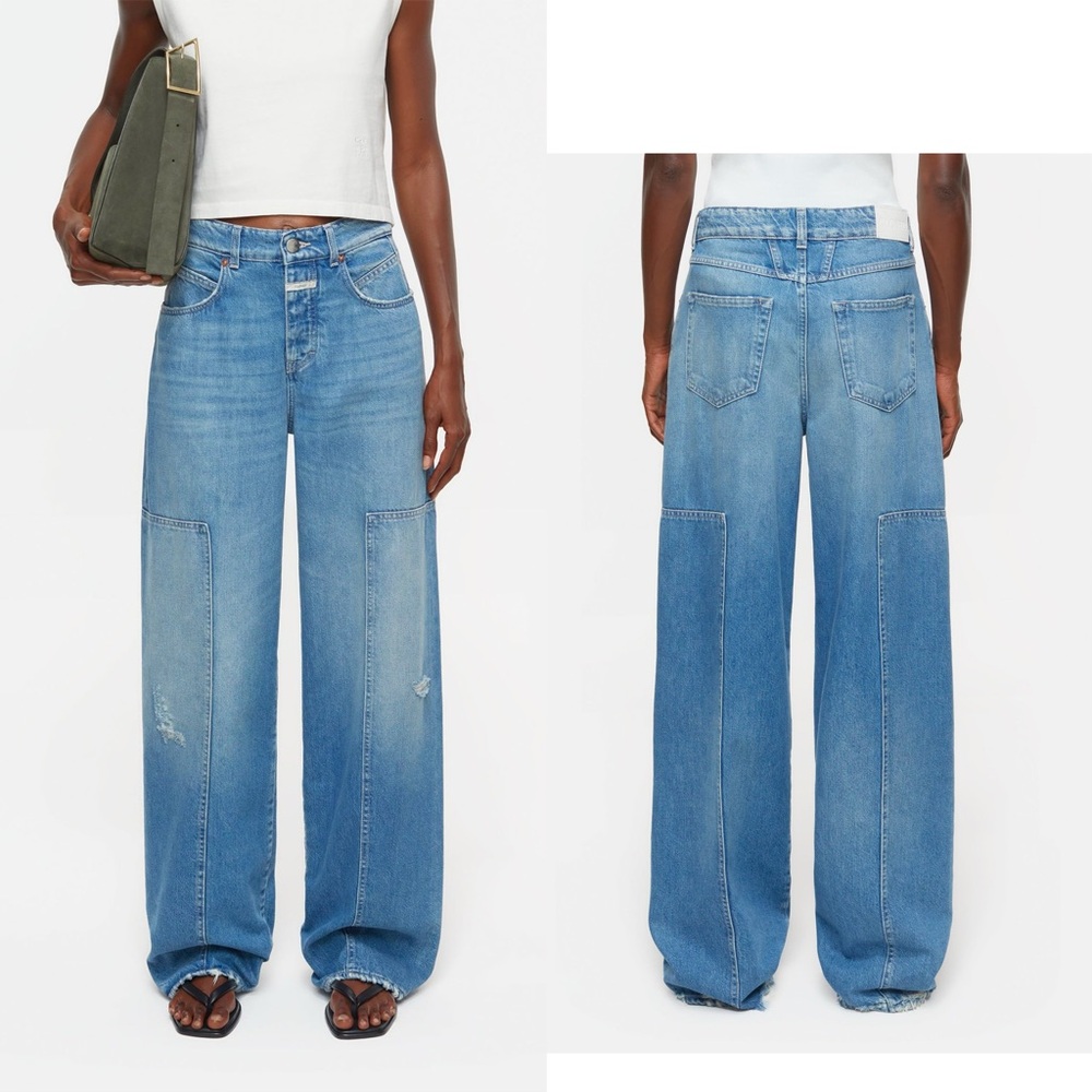 $375 NEW Closed Nikka wide leg jeans size 27 mid blue